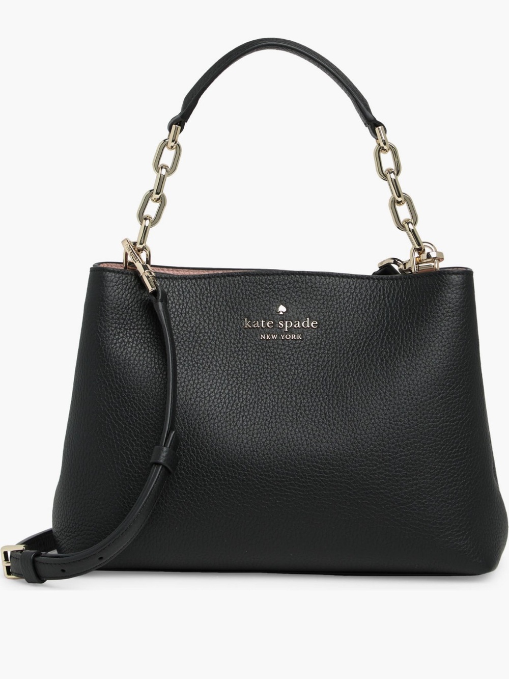 kate spade Black Pebbled Leather Shoulder Bag with Gold Hardware